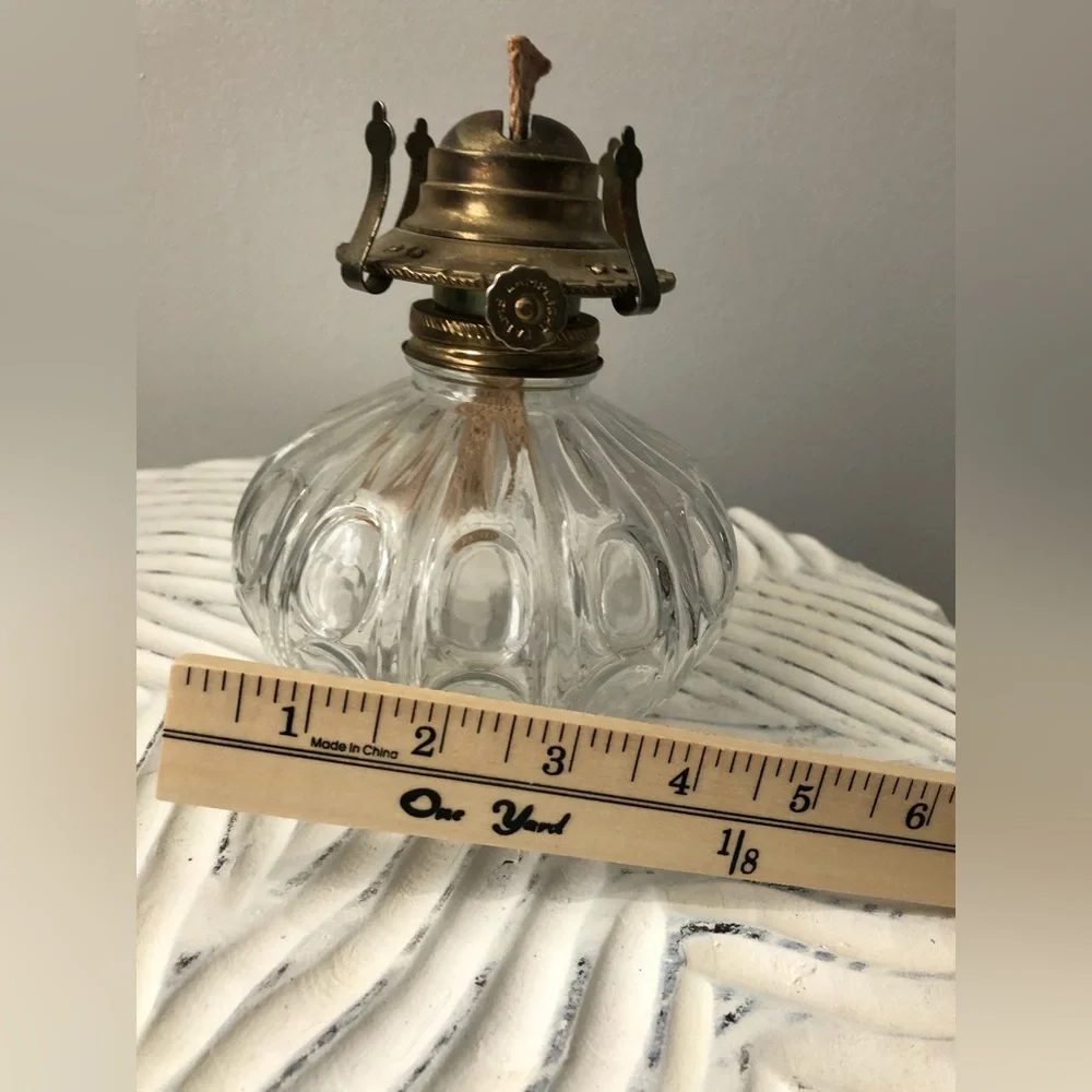 Lamplight Farms Vintage Oil Lamp Clear Glass with Thumbprint Pattern